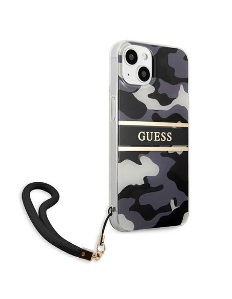 Guess Camo Strap Collection dėklas iPhone 13 mini - juodas Guess Camo Strap Collection dėklas iPhone 13 mini - juodas