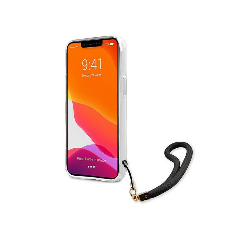 Guess Camo Strap Collection dėklas iPhone 13 mini - juodas