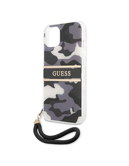 Guess Camo Strap Collection dėklas iPhone 13 mini - juodas Guess Camo Strap Collection dėklas iPhone 13 mini - juodas