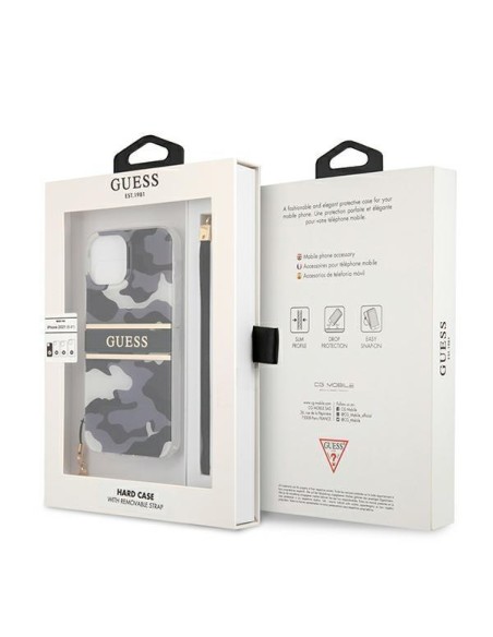 Guess Camo Strap Collection dėklas iPhone 13 mini - juodas Guess Camo Strap Collection dėklas iPhone 13 mini - juodas