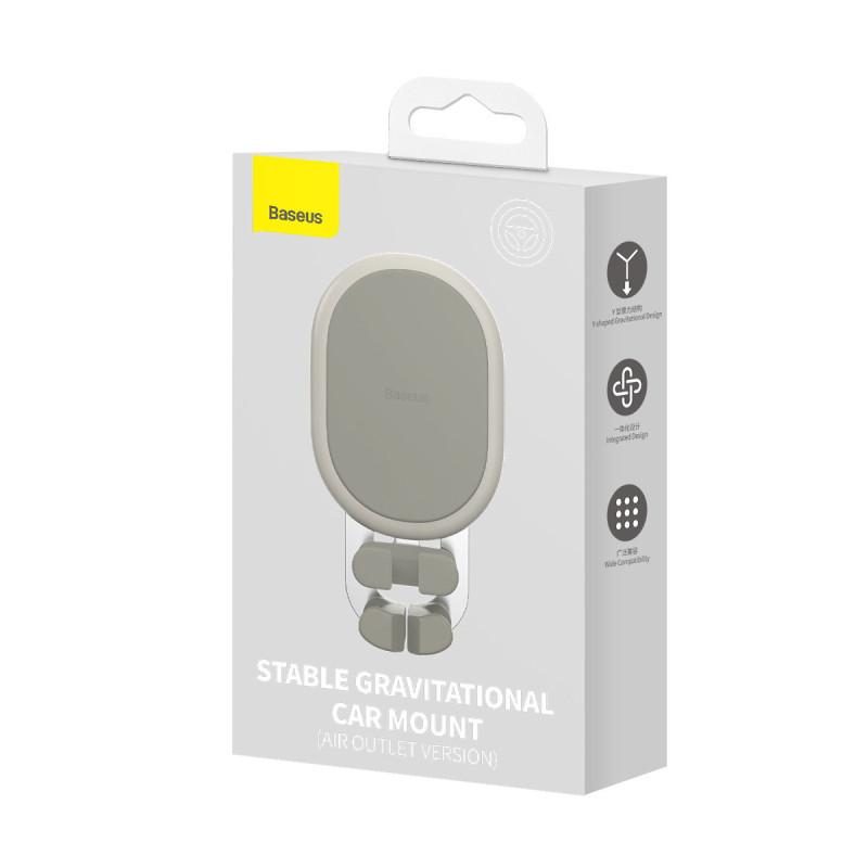 Gravitacinis automobilio telefono laikiklis oro ventiliacijai baltas