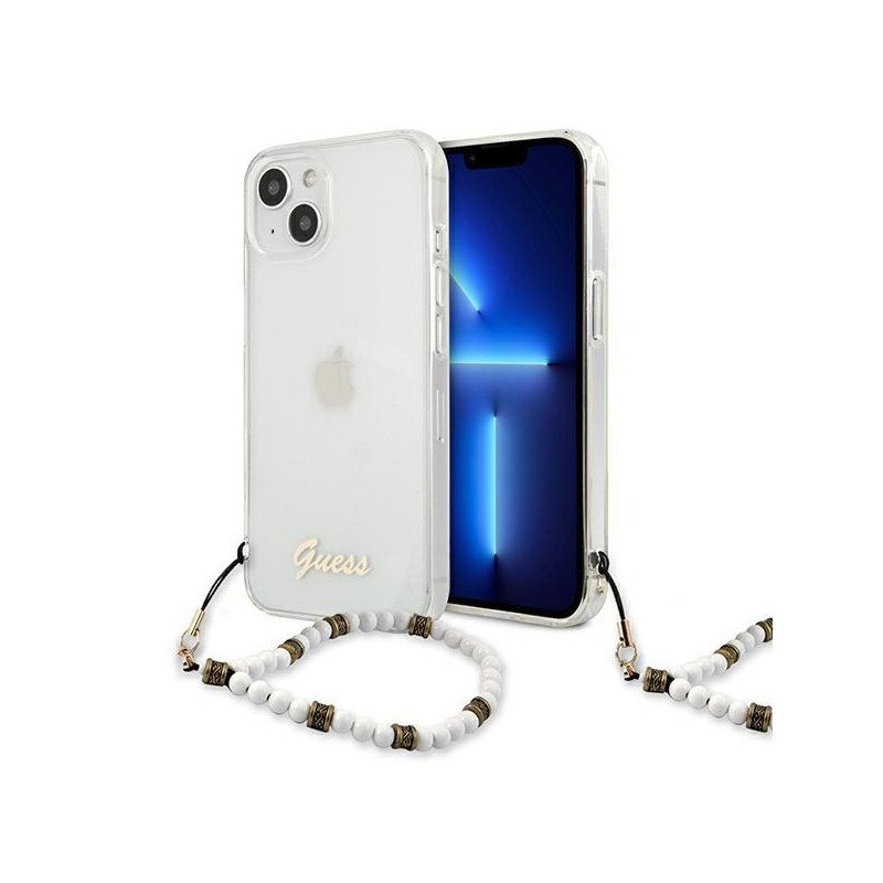 Guess White Pearl dėklas iPhone 13 mini - skaidrus Guess White Pearl dėklas iPhone 13 mini - skaidrus