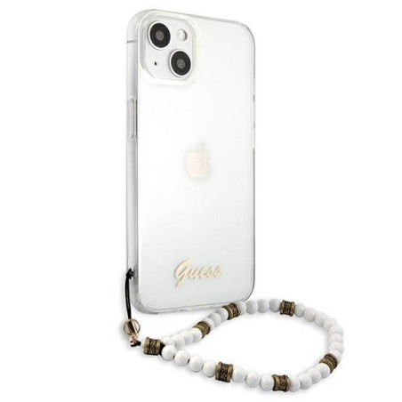 Guess White Pearl dėklas iPhone 13 mini - skaidrus