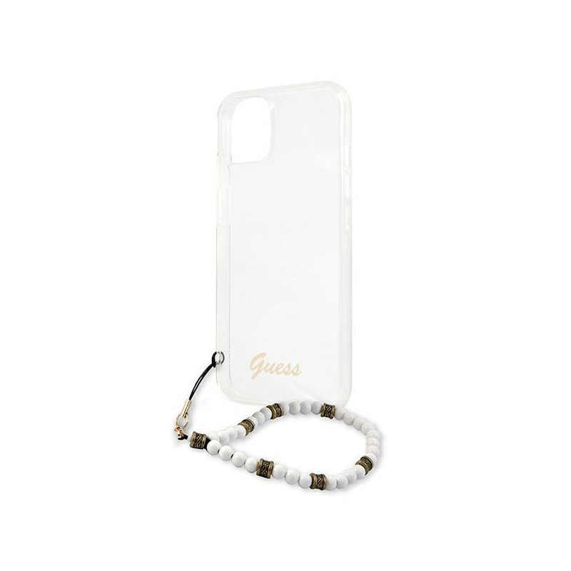 Guess White Pearl dėklas iPhone 13 mini - skaidrus