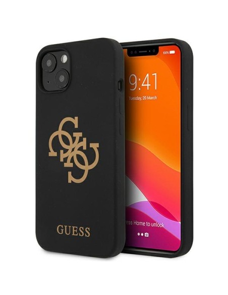 Guess Silicone 4G Logo dėklas iPhone 13 mini - juodas Guess Silicone 4G Logo dėklas iPhone 13 mini - juodas