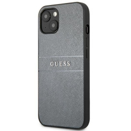 Guess Saffiano Strap dėklas iPhone 13 mini - pilkas
