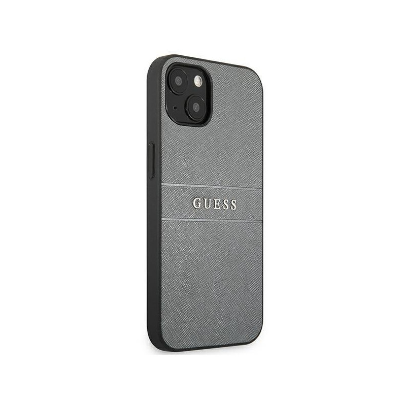 Guess Saffiano Strap dėklas iPhone 13 mini - pilkas