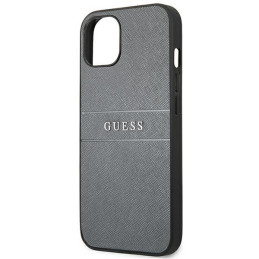 Guess Saffiano Strap dėklas iPhone 13 mini - pilkas