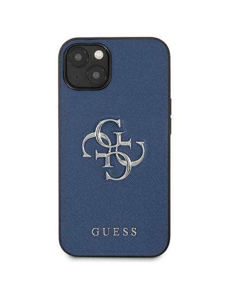 Guess Saffiano 4G metalinis logotipo dėklas iPhone 13 mini - mėlynas Guess Saffiano 4G metalinis logotipo dėklas iPhone 13 mini - mėlynas