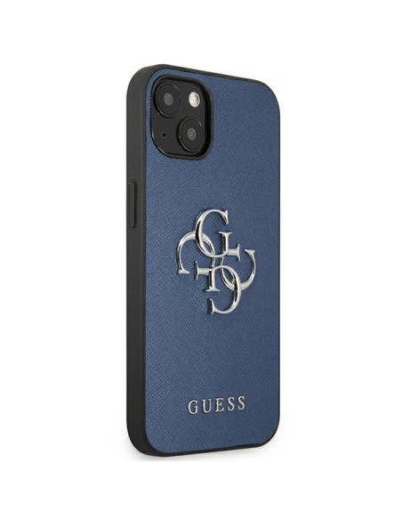 Guess Saffiano 4G metalinis logotipo dėklas iPhone 13 mini - mėlynas Guess Saffiano 4G metalinis logotipo dėklas iPhone 13 mini - mėlynas