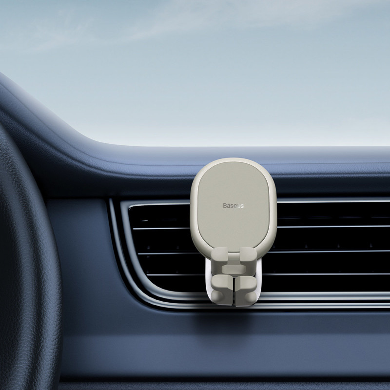 Gravitacinis automobilio telefono laikiklis oro ventiliacijai baltas