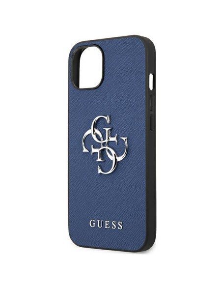 Guess Saffiano 4G metalinis logotipo dėklas iPhone 13 mini - mėlynas Guess Saffiano 4G metalinis logotipo dėklas iPhone 13 mini - mėlynas