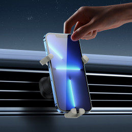 Gravitacinis automobilio telefono laikiklis oro ventiliacijai baltas