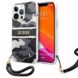 Guess Camo Strap Collection dėklas, skirtas iPhone 13 Pro Max - juodas