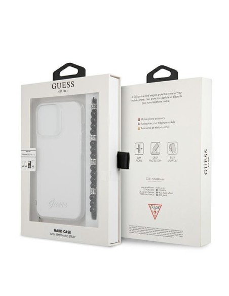 Guess Black Pearl dėklas, skirtas iPhone 13 Pro Max - skaidrus Guess Black Pearl dėklas, skirtas iPhone 13 Pro Max - skaidrus