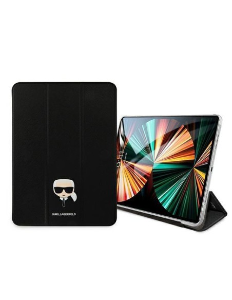 Karl Lagerfeld Saffiano Karl Head dėklas, skirtas iPad 12,9" Pro 2021 - juodas Karl Lagerfeld Saffiano Karl Head dėklas, skirtas iPad 12,9" Pro 2021 - juodas