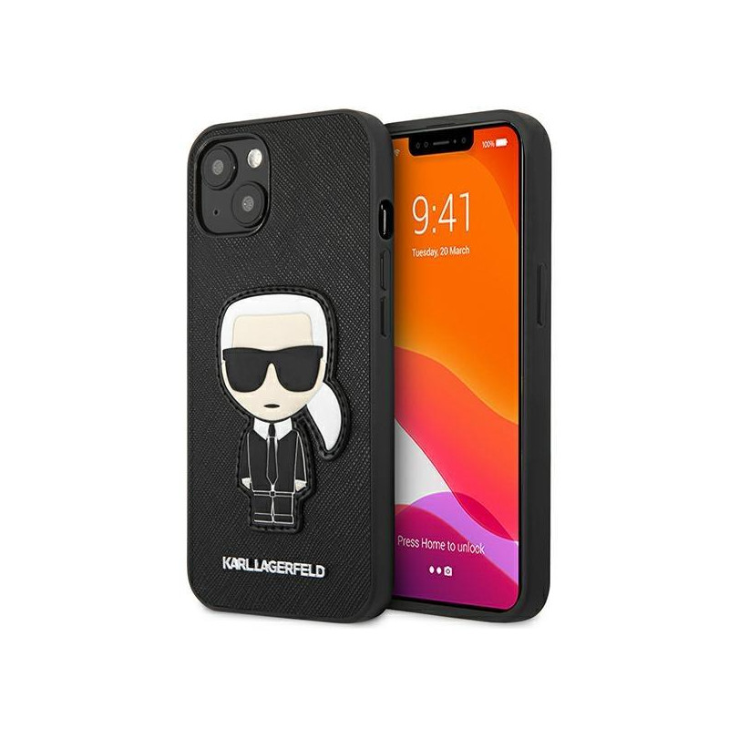 Karl Lagerfeld Saffiano Ikonik Karl& 39 s Patch dėklas iPhone 13 mini - juodas Karl Lagerfeld Saffiano Ikonik Karl& 39 s Patch dėklas iPhone 13 mini - juodas