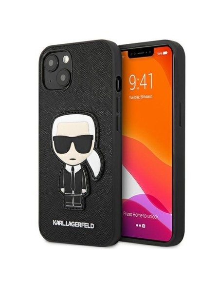 Karl Lagerfeld Saffiano Ikonik Karl& 39 s Patch dėklas iPhone 13 mini - juodas Karl Lagerfeld Saffiano Ikonik Karl& 39 s Patch dėklas iPhone 13 mini - juodas