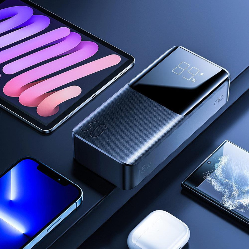 Powerbank 30000mAh 15W kabelis USB-C kabelis...