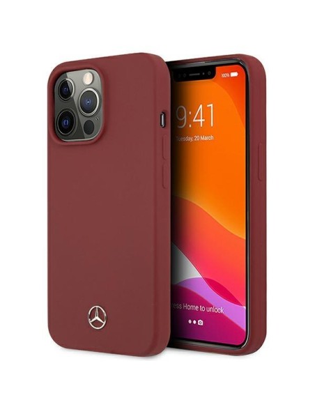 Mercedes Silicone Line dėklas iPhone 13 Pro Max - raudonas Mercedes Silicone Line dėklas iPhone 13 Pro Max - raudonas