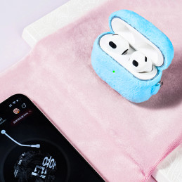 „Kingxbar Plush Pods“ dėklas, skirtas „AirPods 3“ pliušinis dėklas, mėlynas ausinių dangtelis