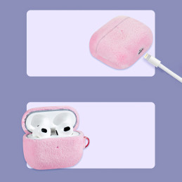 „Kingxbar Plush Pods“ dėklas, skirtas „AirPods 3“ pliušinis dėklas, mėlynas ausinių dangtelis