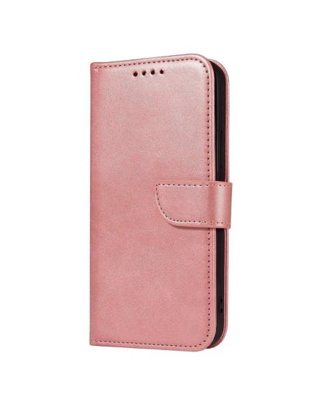 Magnet Case elegantiškas dėklo dangtelis su atvartu ir stovo funkcija, skirta Poco M4 Pro 5G rožinei