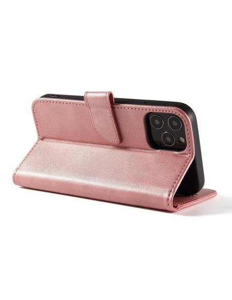 Magnet Case elegantiškas dėklo dangtelis su atvartu ir stovo funkcija, skirta Poco M4 Pro 5G rožinei