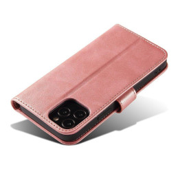 Magnet Case elegantiškas dėklo dangtelis su atvartu ir stovo funkcija, skirta Poco M4 Pro 5G rožinei