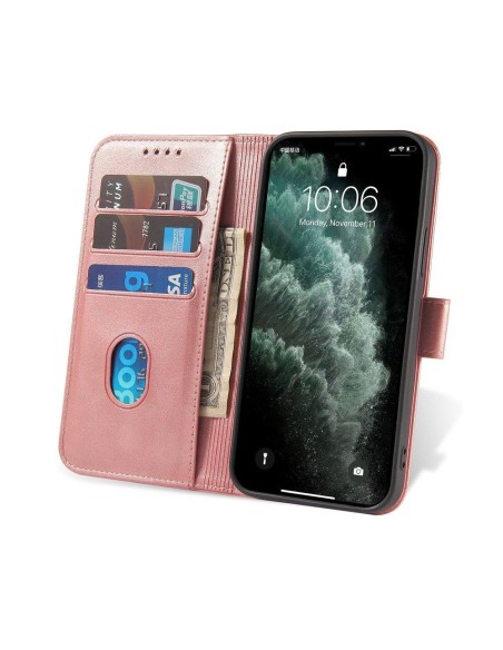 Magnet Case elegantiškas dėklo dangtelis su atvartu ir stovo funkcija, skirta Poco M4 Pro 5G rožinei