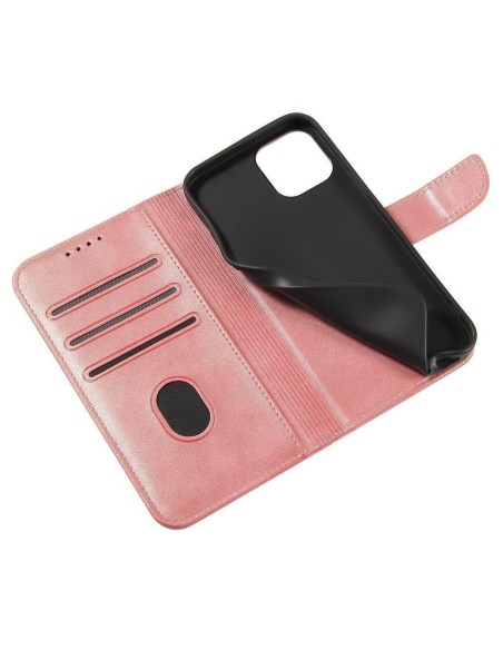 Magnet Case elegantiškas dėklo dangtelis su atvartu ir stovo funkcija, skirta Poco M4 Pro 5G rožinei