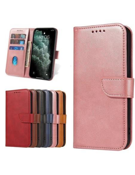 Magnet Case elegantiškas dėklo dangtelis su atvartu ir stovo funkcija, skirta Poco M4 Pro 5G rožinei