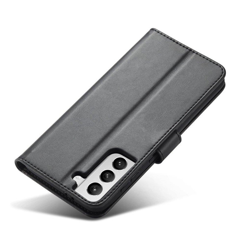 Magnet Case elegantiškas dėklas su atvartu ir stovo funkcija, skirta Samsung Galaxy S22 Ultra black