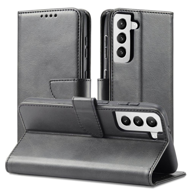 Magnet Case elegantiškas dėklas su atvartu ir stovo funkcija, skirta Samsung Galaxy S22 Ultra black