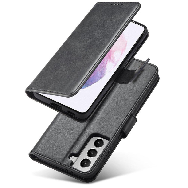 Magnet Case elegantiškas dėklas su atvartu ir stovo funkcija, skirta Samsung Galaxy S22 Ultra black