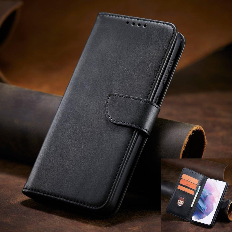 Magnet Case elegantiškas dėklas su atvartu ir stovo funkcija, skirta Samsung Galaxy S22 Ultra black