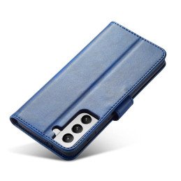 Magnet Case elegantiškas dėklas su atvartu ir stovo funkcija, skirta Samsung Galaxy S22 Ultra blue