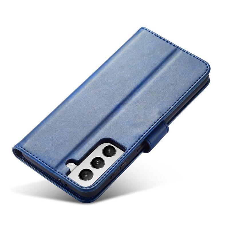 Magnet Case elegantiškas dėklas su atvartu ir stovo funkcija, skirta Samsung Galaxy S22 Ultra blue