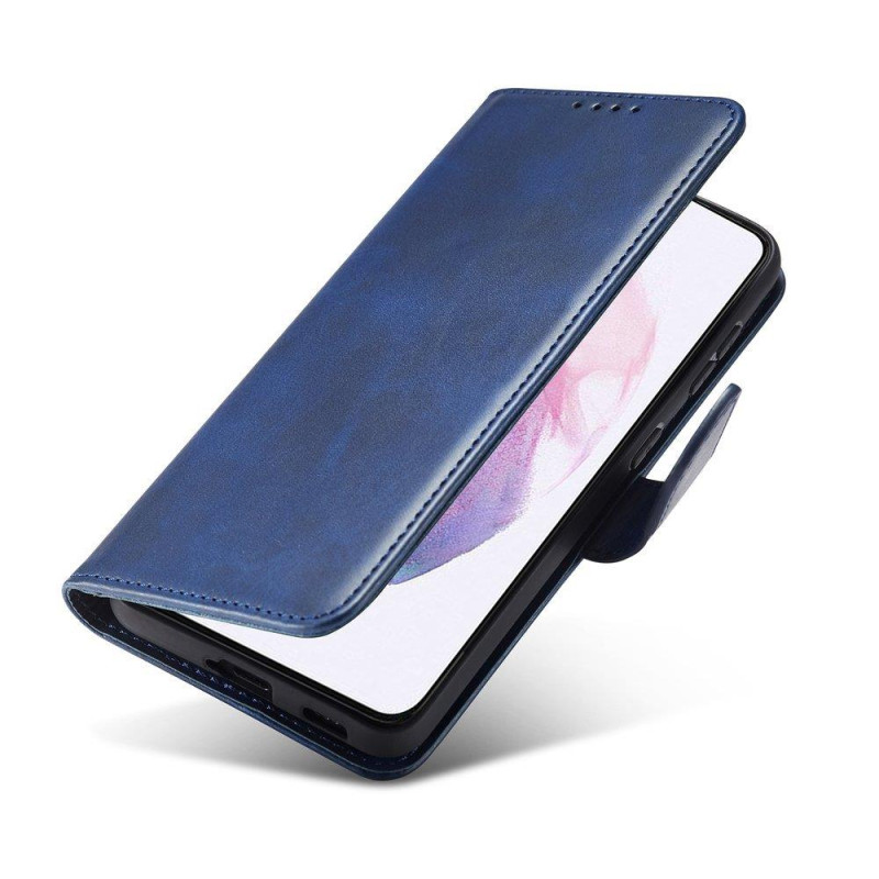 Magnet Case elegantiškas dėklas su atvartu ir stovo funkcija, skirta Samsung Galaxy S22 Ultra blue
