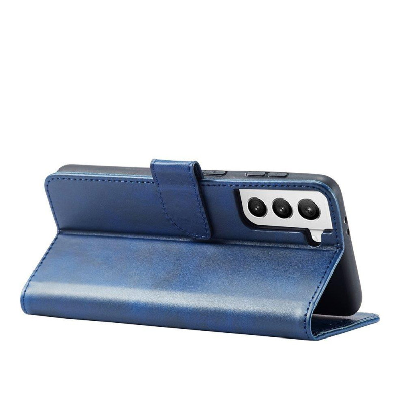 Magnet Case elegantiškas dėklas su atvartu ir stovo funkcija, skirta Samsung Galaxy S22 Ultra blue