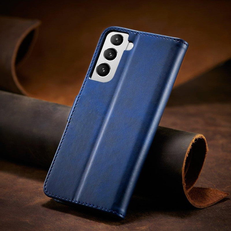 Magnet Case elegantiškas dėklas su atvartu ir stovo funkcija, skirta Samsung Galaxy S22 Ultra blue