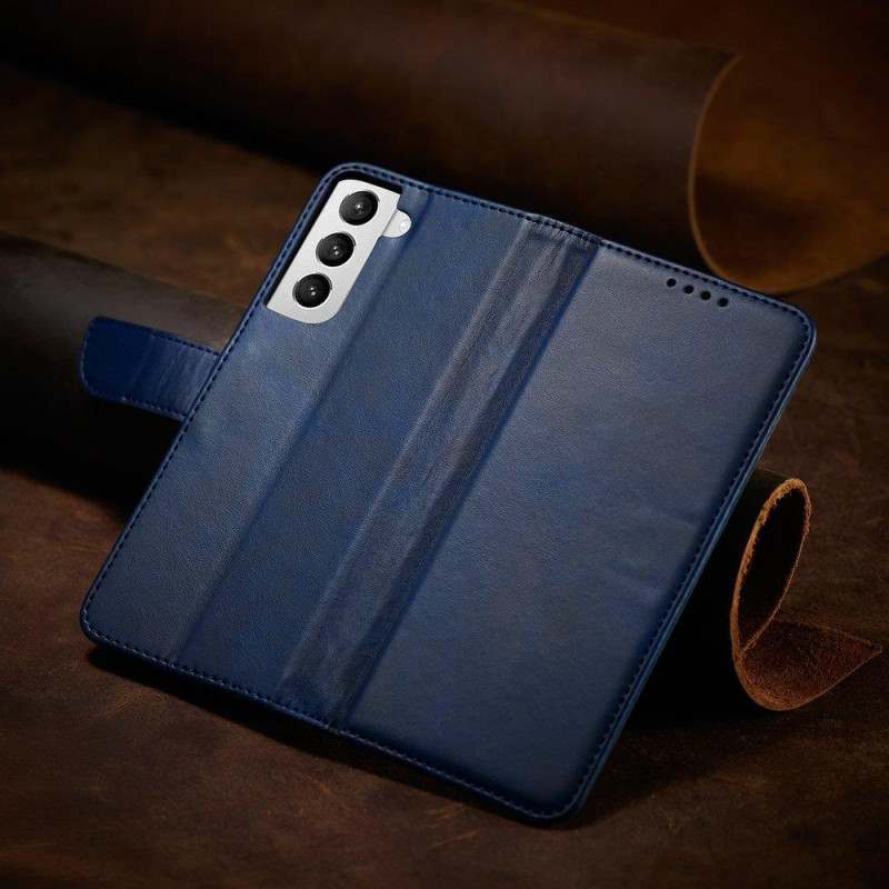 Magnet Case elegantiškas dėklas su atvartu ir stovo funkcija, skirta Samsung Galaxy S22 Ultra blue