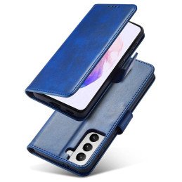 Magnet Case elegantiškas dėklas su atvartu ir stovo funkcija, skirta Samsung Galaxy S22 Ultra blue