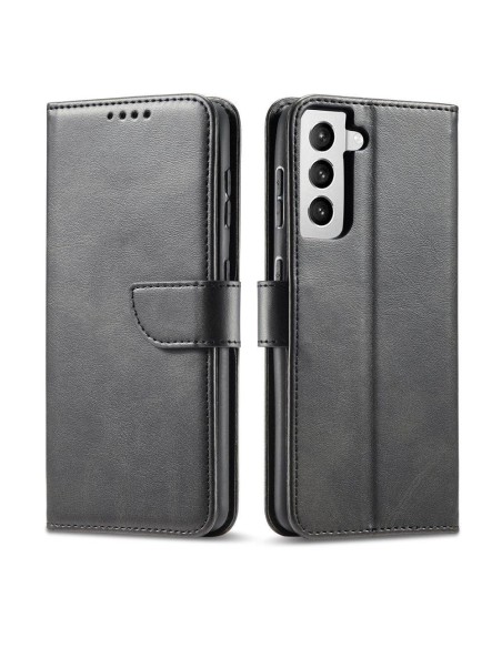 Magnet Case elegantiškas dėklas su atvartu ir stovo funkcija, skirta Samsung Galaxy S22+ (S22 Plus) juoda