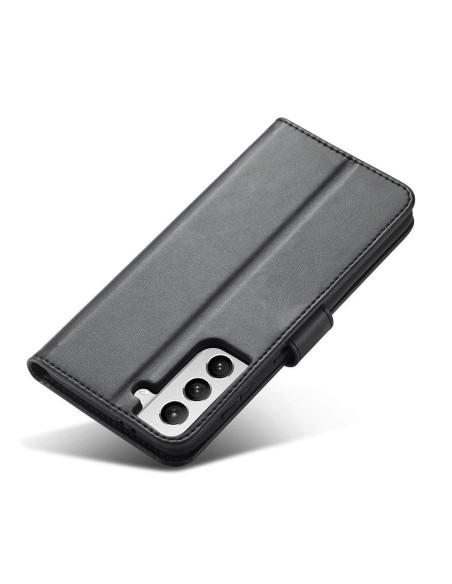 Magnet Case elegantiškas dėklas su atvartu ir stovo funkcija, skirta Samsung Galaxy S22+ (S22 Plus) juoda