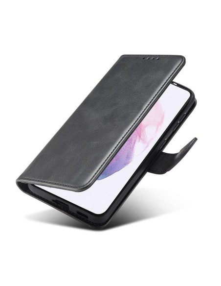 Magnet Case elegantiškas dėklas su atvartu ir stovo funkcija, skirta Samsung Galaxy S22+ (S22 Plus) juoda