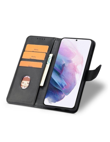 Magnet Case elegantiškas dėklas su atvartu ir stovo funkcija, skirta Samsung Galaxy S22+ (S22 Plus) juoda