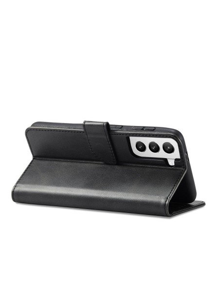Magnet Case elegantiškas dėklas su atvartu ir stovo funkcija, skirta Samsung Galaxy S22+ (S22 Plus) juoda