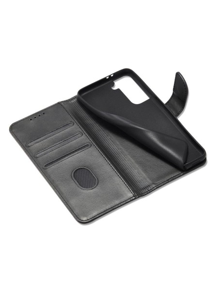 Magnet Case elegantiškas dėklas su atvartu ir stovo funkcija, skirta Samsung Galaxy S22+ (S22 Plus) juoda
