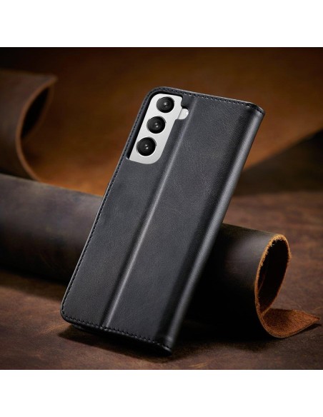 Magnet Case elegantiškas dėklas su atvartu ir stovo funkcija, skirta Samsung Galaxy S22+ (S22 Plus) juoda
